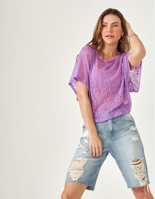 Blusa Nive Decote Canoa - Lilas