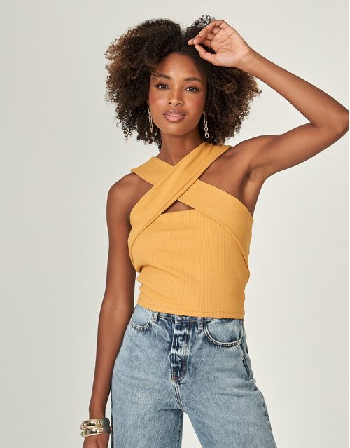 Cropped Decote Transpasse - Amarelo