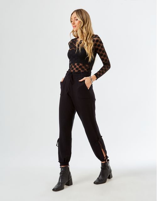 Calça Jogger Detalhe Amarração - Preto