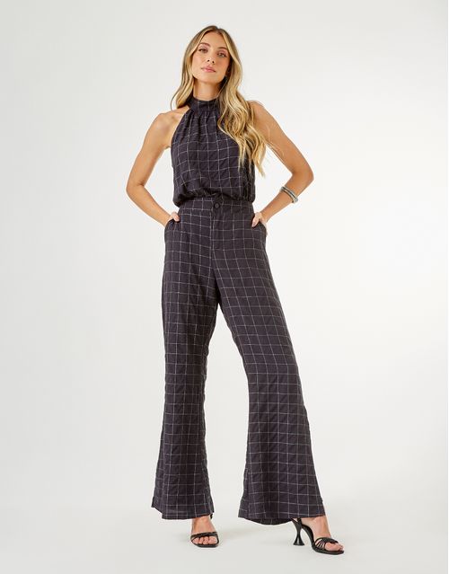 Calça Xadrez Metalizada - Preto
