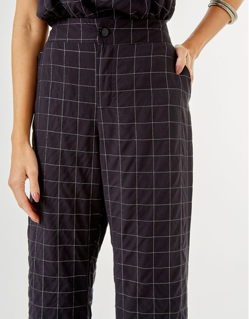 Calça Xadrez Metalizada - Preto