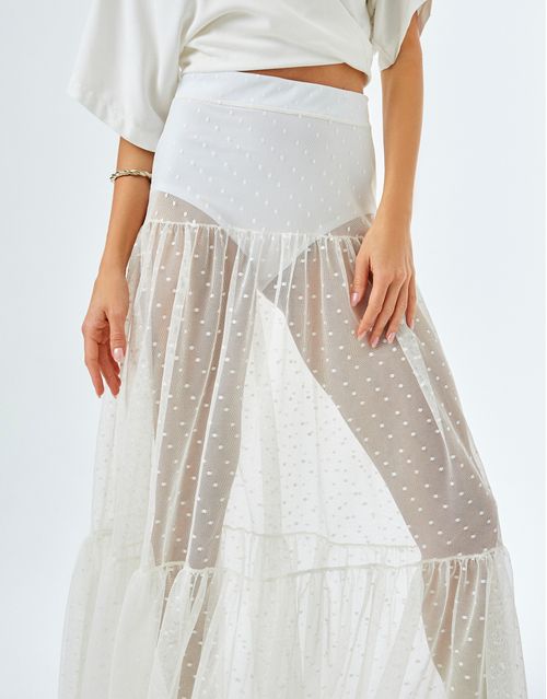 Saia Tule Babados - Off White