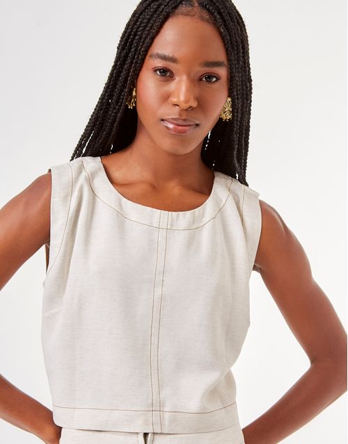 Blusa Recorte - Natural