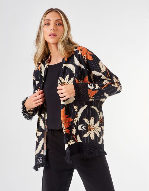 Kimono Estampado Jacki - Preto