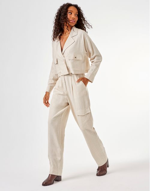 Calça Cargo Linen - Natural