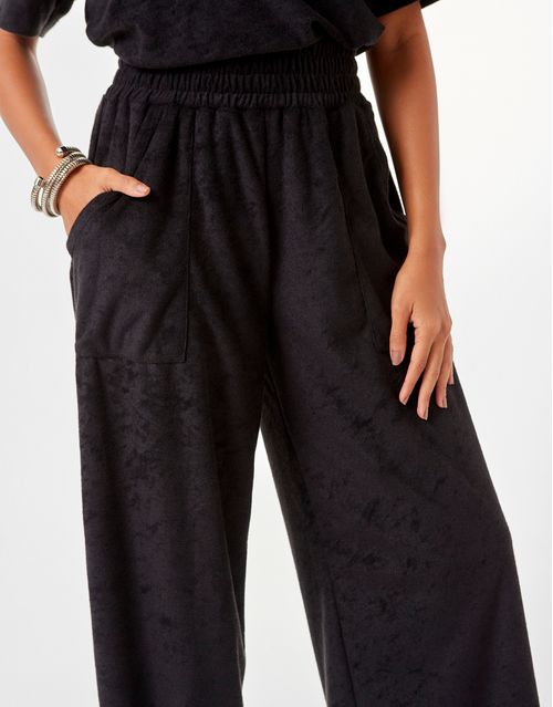 Calça Ampla Atoalhada - Preto