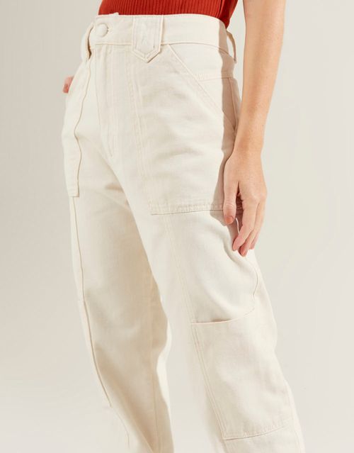 Calça Cargo Recorte - Off White