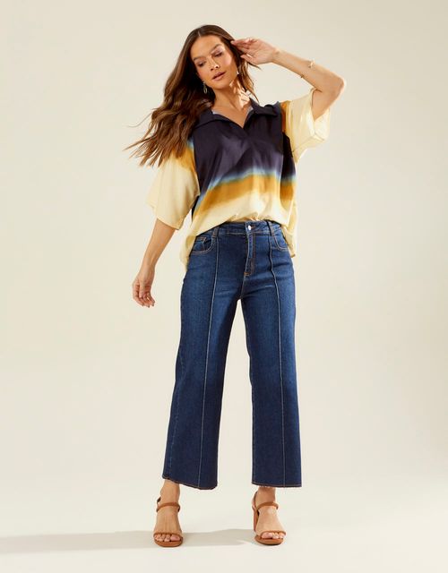 Blusa Estampada Tie Dye Ocean - Azul Marinho