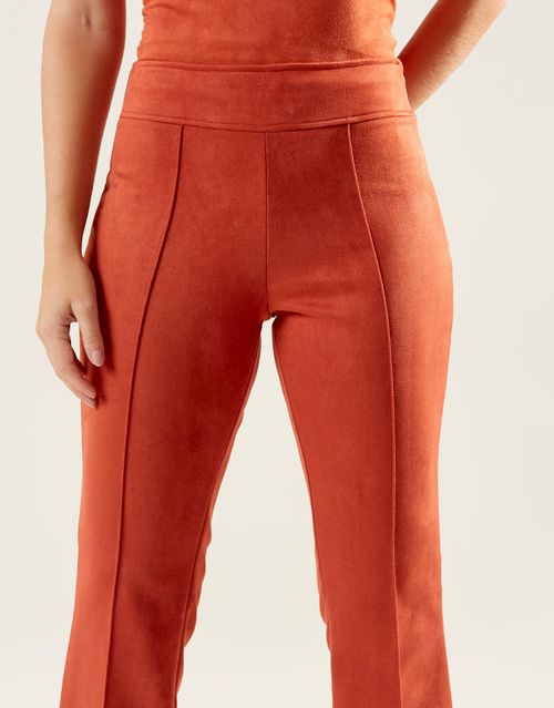 Calça Flare Suede Recortes - Telha
