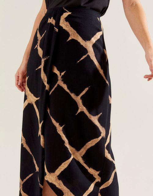 Saia Estampada Tie Dye Maxi - Preto