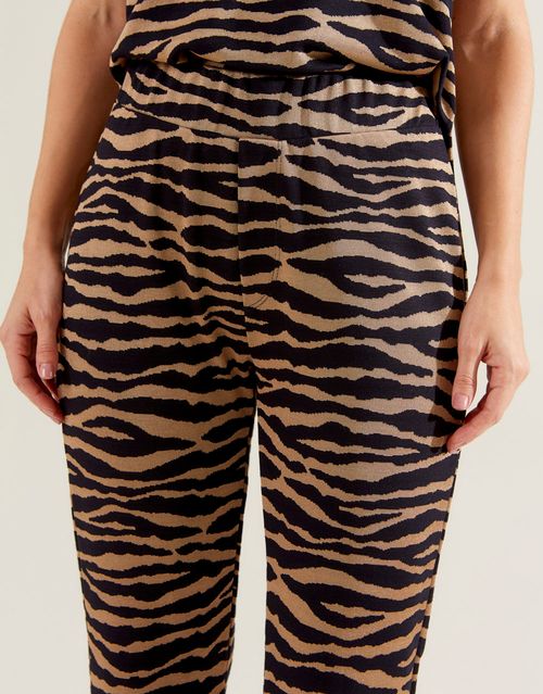 Calça Flare Jacquard Zebra - Preto