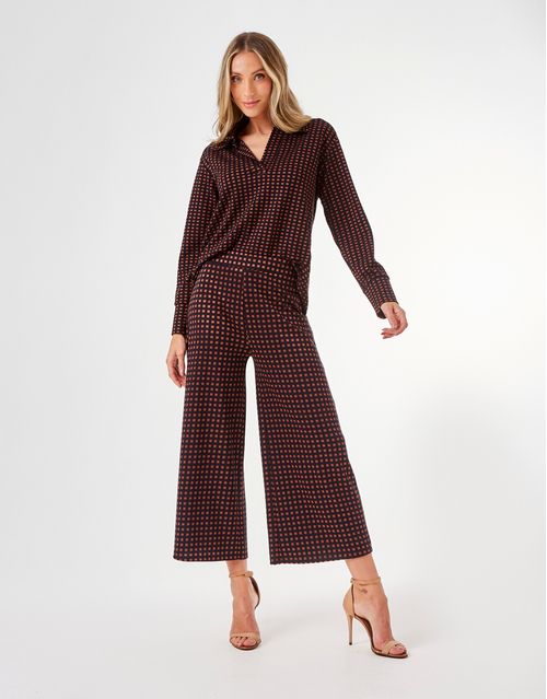 Calça Pantalona Estampado Geométrico - Preto