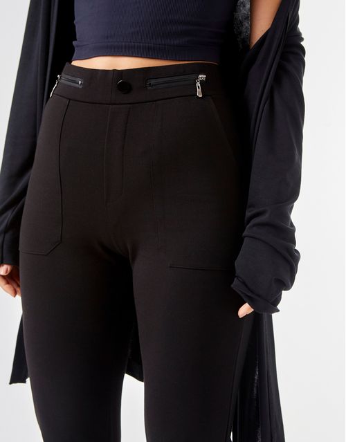 Calça Legging Zíper Cós - Preto