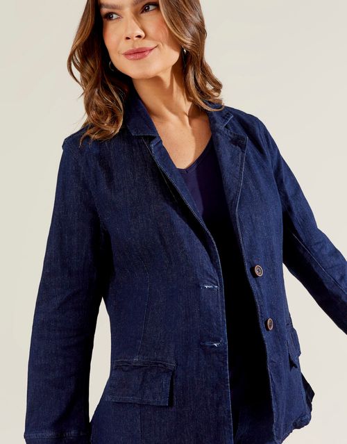 Blazer Bolsos Frontais - Denim Escuro