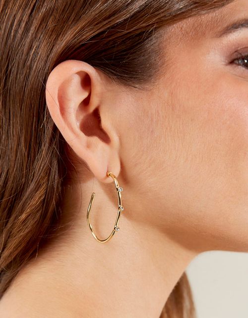 Brinco Argola Detalhe Strass - Dourado