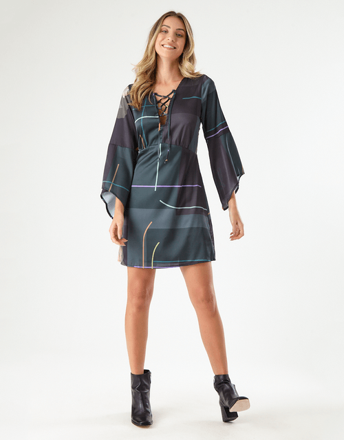 Vestido Orquidea Curto - Preto