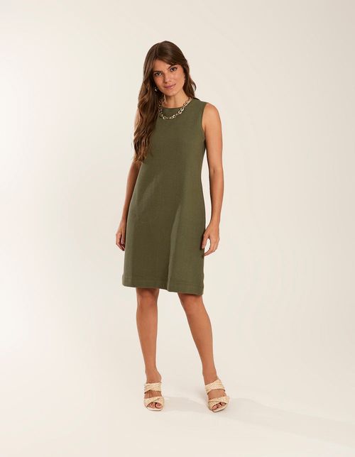 Vestido Curto Decote Canoa - Verde Oliva