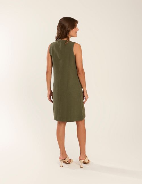 Vestido Curto Decote Canoa - Verde Oliva