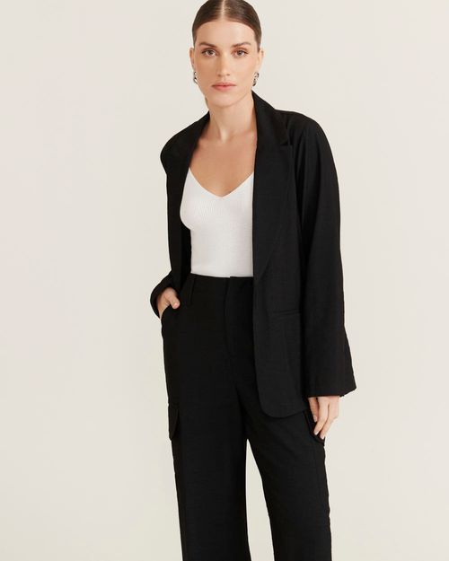 Blazer Alfaiataria Bolsos - Preto