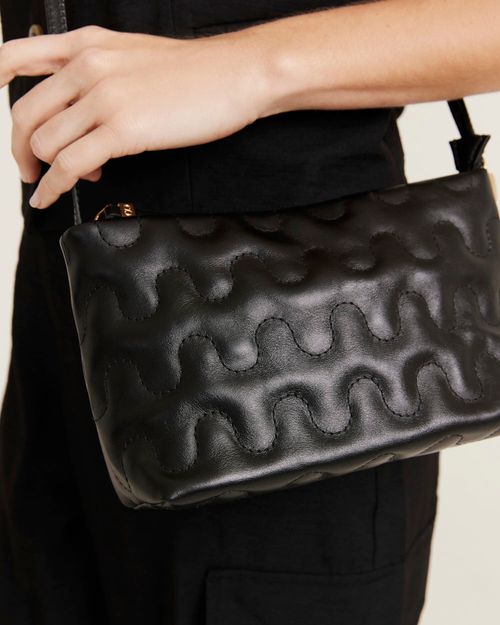 Bolsa Couro Detalhe Fecho - Preto