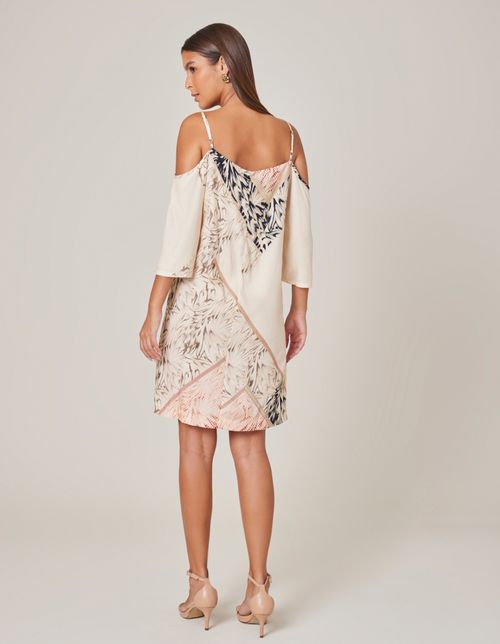 Vestido Curto Estampado Campelo - Areia