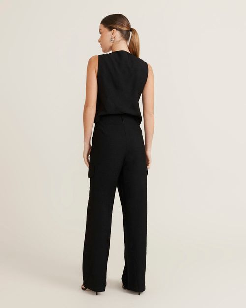 Calça Cargo Botões - Preto