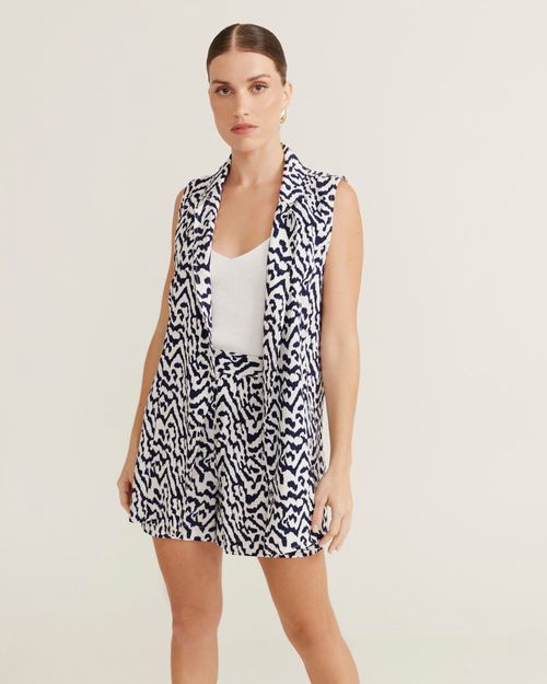 Colete Estampado Glenda Azul - Azul