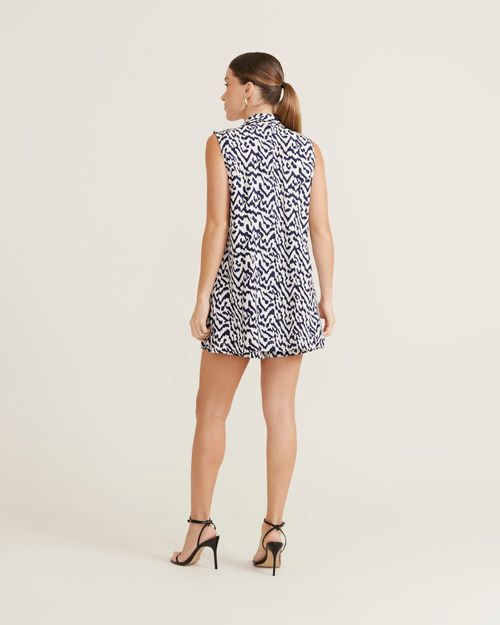 Colete Estampado Glenda Azul - Azul