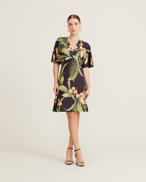 Vestido Curto Estampado Florence - Preto