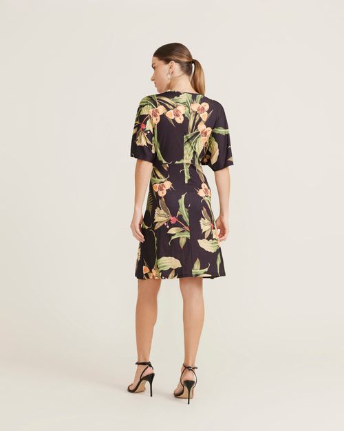 Vestido Curto Estampado Florence - Preto