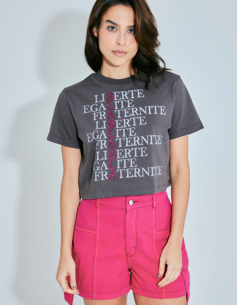 Conjunto Feminino T-shirt e Shorts Preto Estonado 100% Algodão