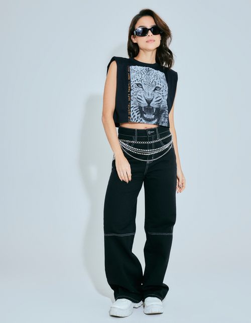 T-Shirt Muscle Tee Onca - Preto