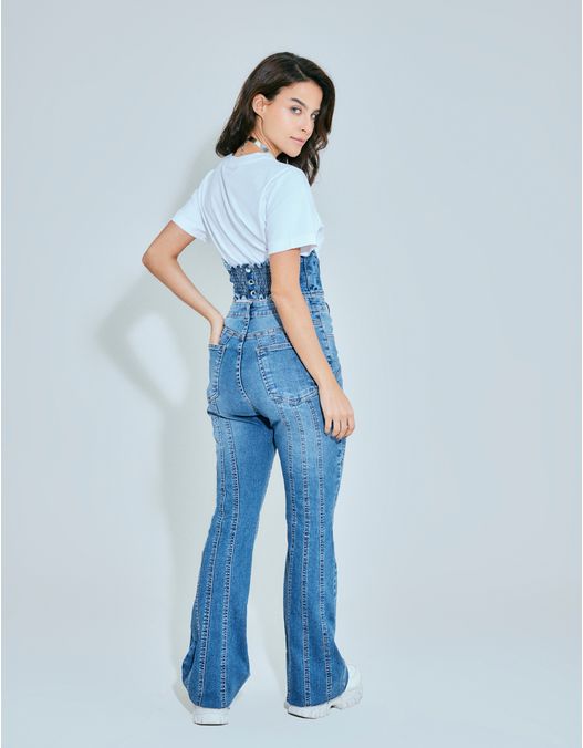 Calça Jeans Multi Recortes Det Frontal - Denim Medio