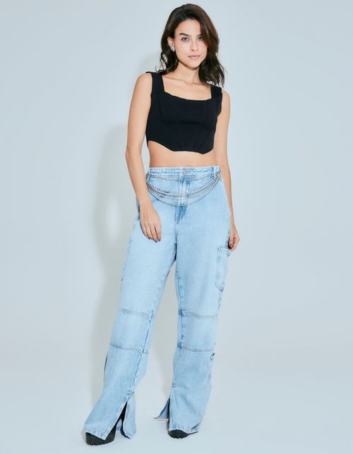 Cropped Tricot Corselet - Preto