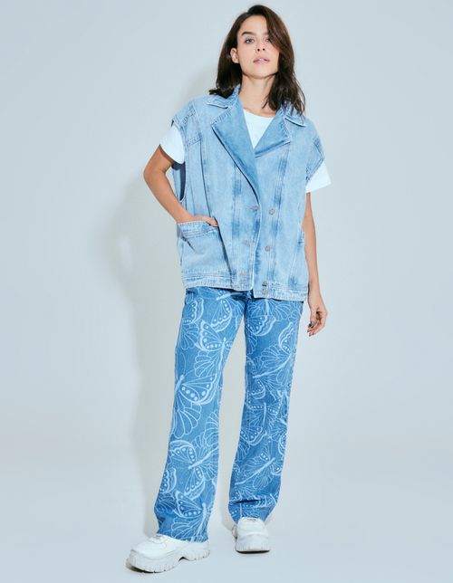 Colete Oversized Jeans - Denim Medio