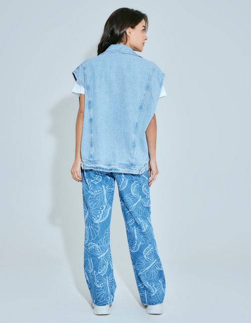 Colete Oversized Jeans - Denim Medio