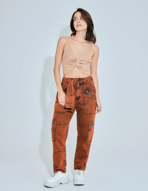 Cropped Tricot Busto No - Bege