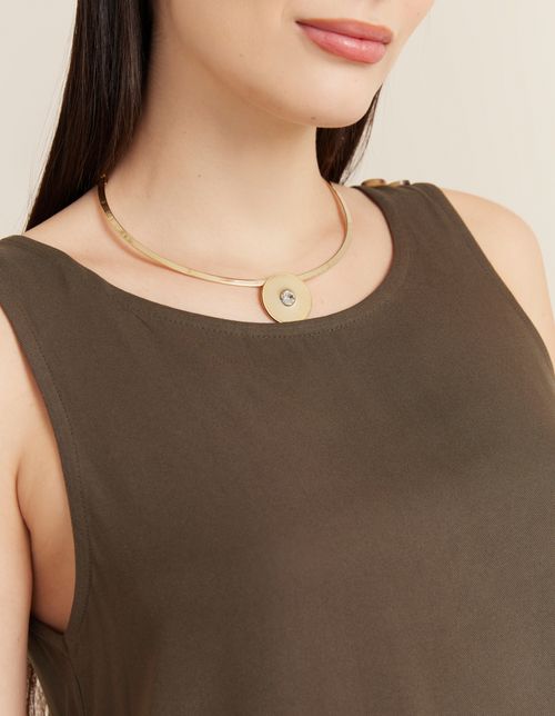 Choker Metal Com Strass - Dourado
