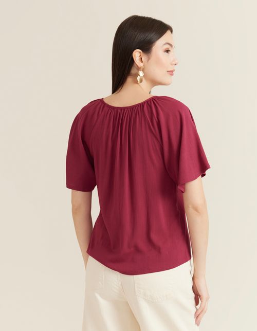 Blusa Manga Ampla Detalhe Vies - Orquidea
