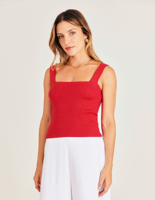 Blusa Tricot Lurex - Vermelho