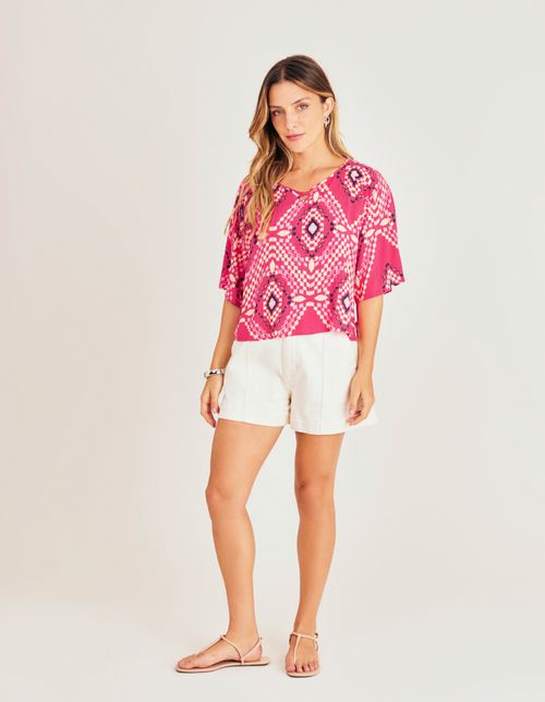 Blusa Estampada Eduarda - Rosa