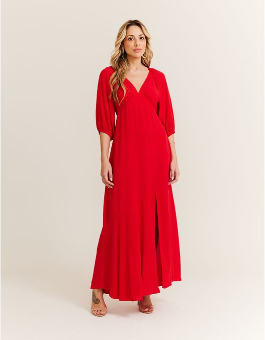 Vestido Longo Fenda - Vermelho