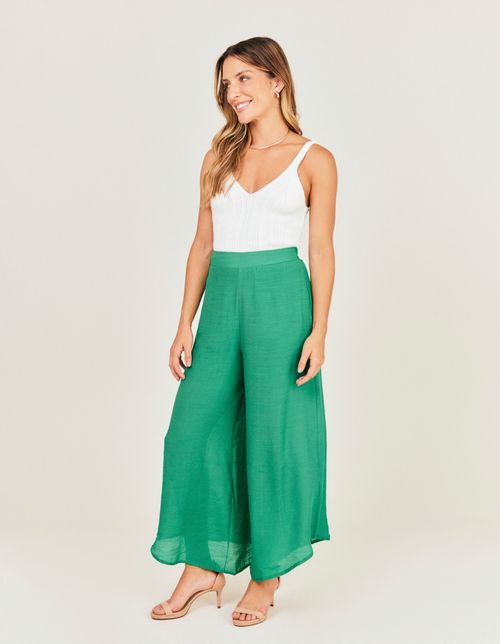 Calça Pantacourt Fraldada - Verde Bandeira