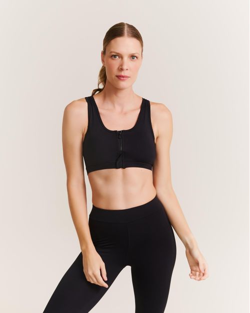 Top Fit Detalhe Zíper - Preto