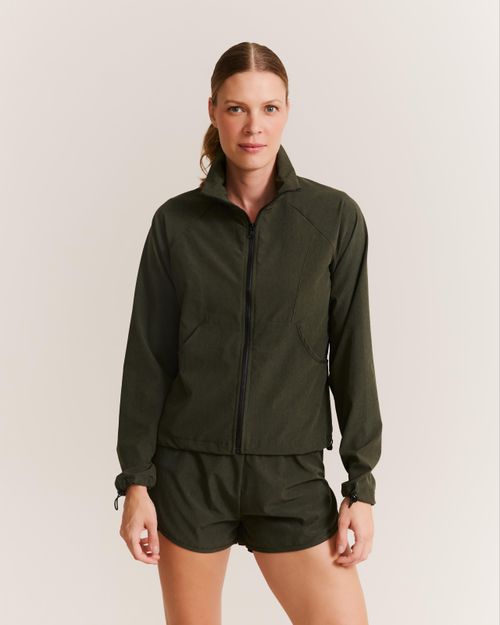 Jaqueta Gola Alta Com Zíper - Verde Militar