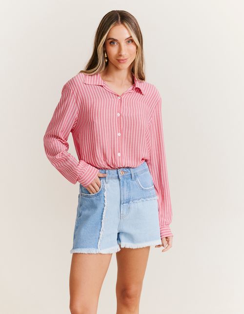 Short Jeans Mix Lavagem - Denim Medio