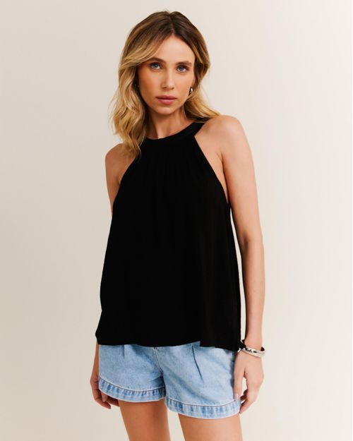 Blusa Decote Canoa - Preto
