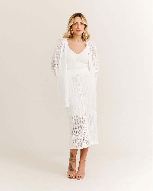 Kimono Tricot Alongado - Branco