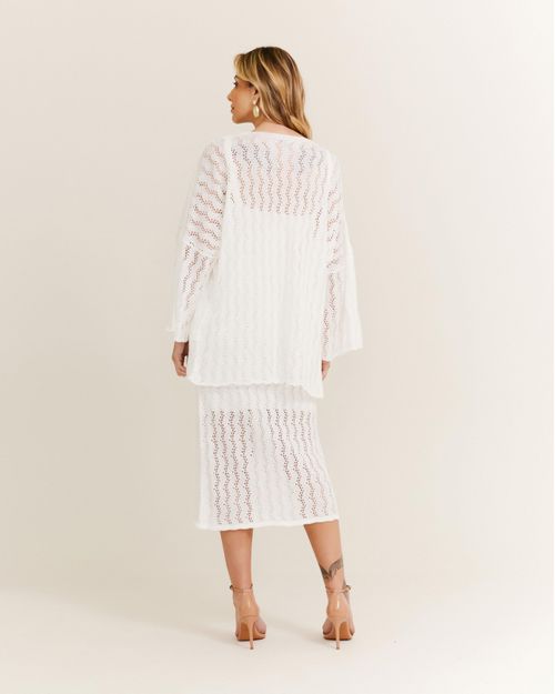 Kimono Tricot Alongado - Branco