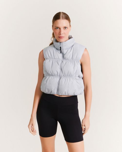Colete Curto Puffer - Cinza